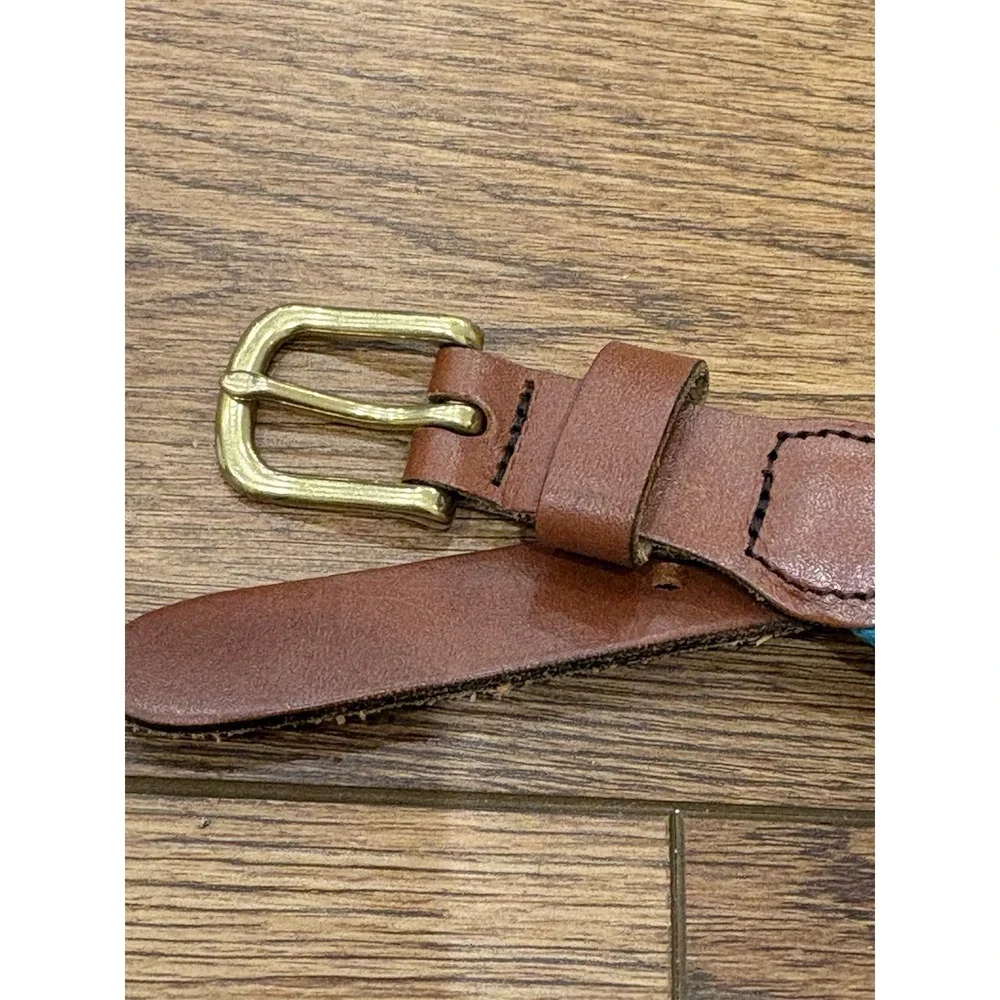 Leather Man Ltd. Blue Green Top Grain Leather Belt Sze 24 Fishing Fish Youth Boy